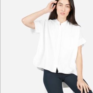 Everlane Collarless Linen Short-Sleeve Shirt